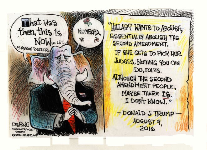 Editorial cartoon for July 21, 2024: What violent rhetoric?